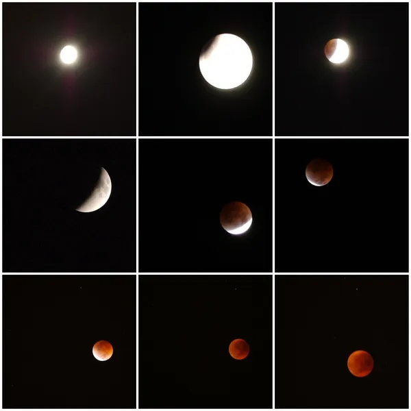 Průběh zatmění Měsíce – úplněk Červí měsíc krok za krokem