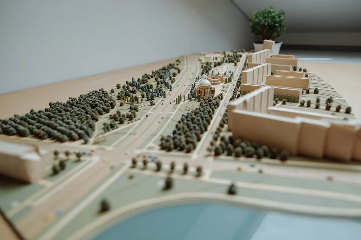 Architektonický model územního plánu města — urbanistické plánování