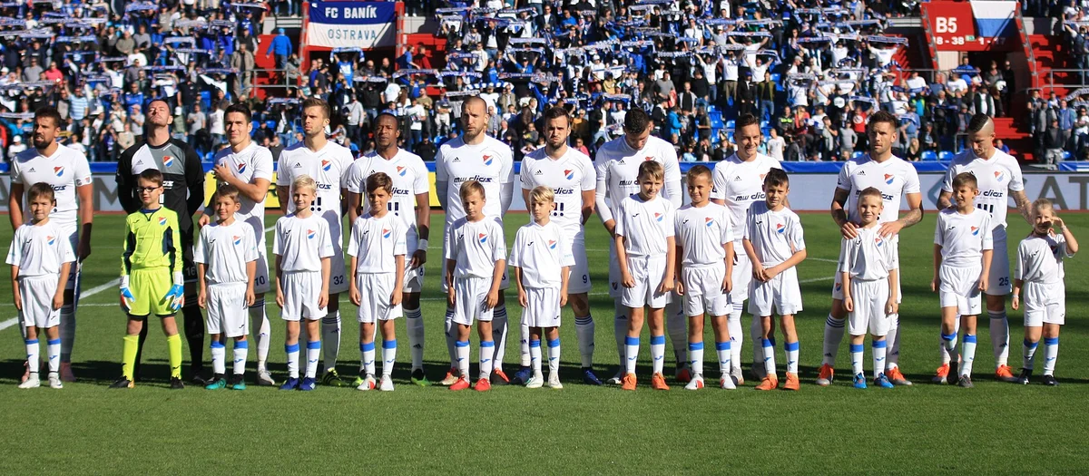 FC Baník Ostrava players lineup before football playoff match