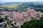 Aerial view of Tábor Czech Republic historic old town 2025
